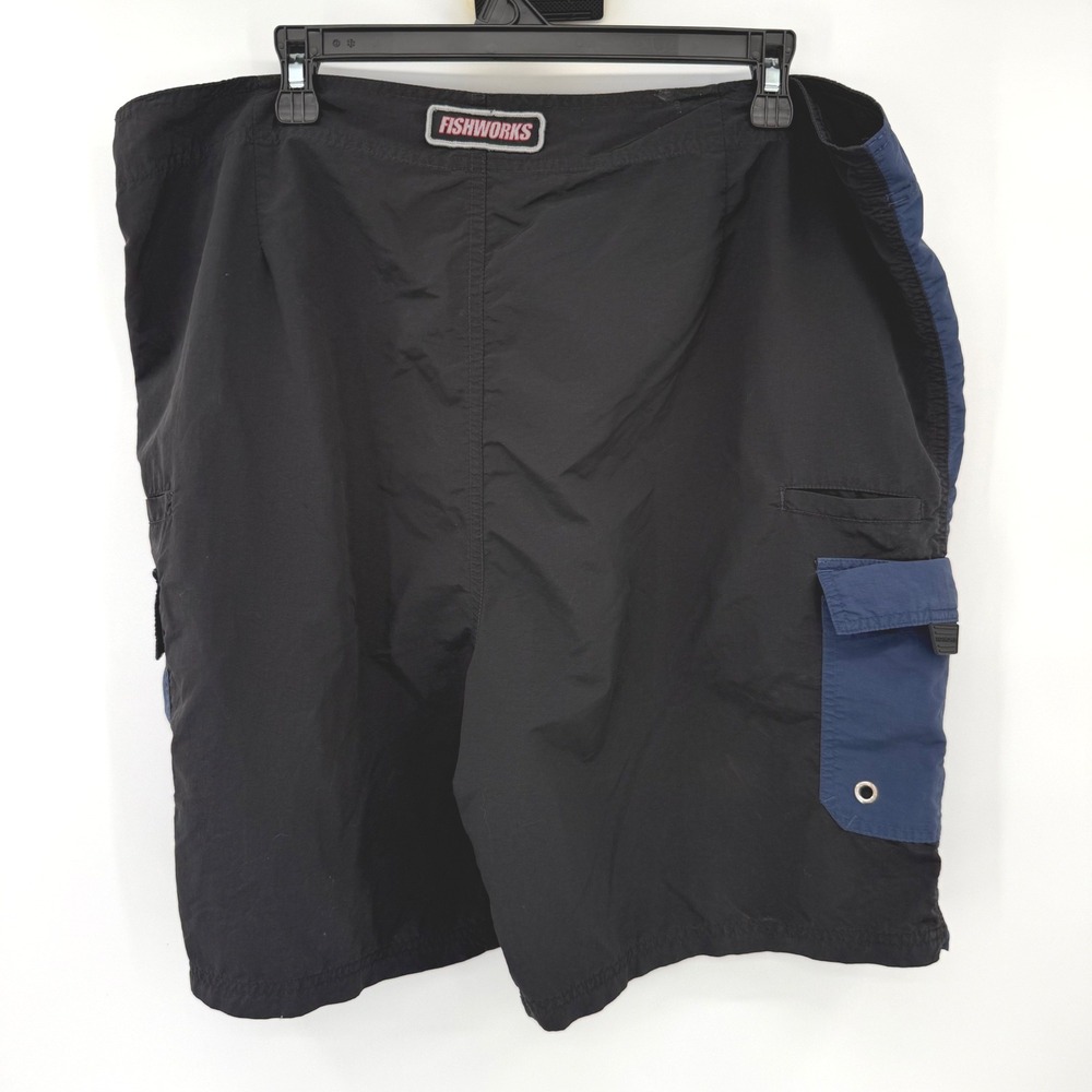 Fishworks Board Shorts Men 40 Navy Blue Black Global Fishing Tech Cargo Utility View 2